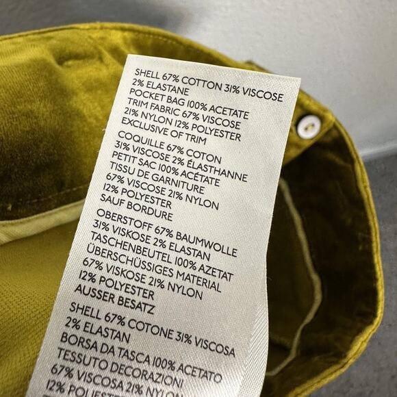 Maeve Anthropologie Women’s Naomi Chartreuse Velvet Trouser Pants Size 8 - Picture 10 of 15